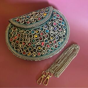 RAMLA Atom Mosaic handbag with silver embellishments   Handmade in Morocco